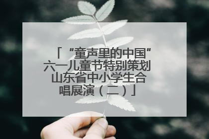 “童声里的中国”六一儿童节特别策划 山东省中小学生合唱展演（二）